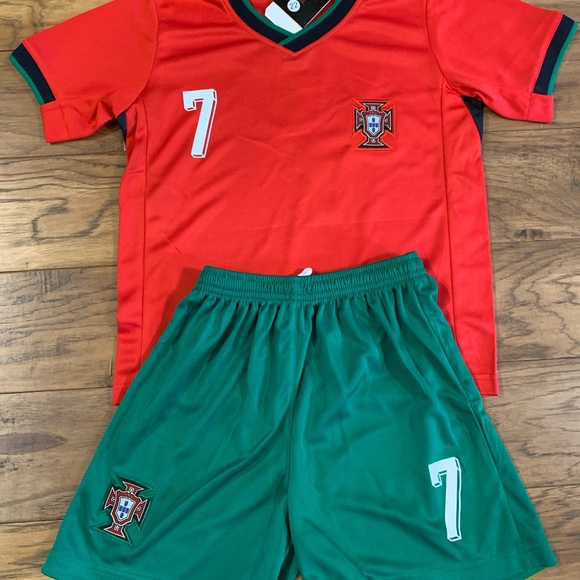 Toddler Ronaldo Jersey Red Portugal Home Soccer Jersey Kit - SHIPS TODAY - Picture 4 of 10